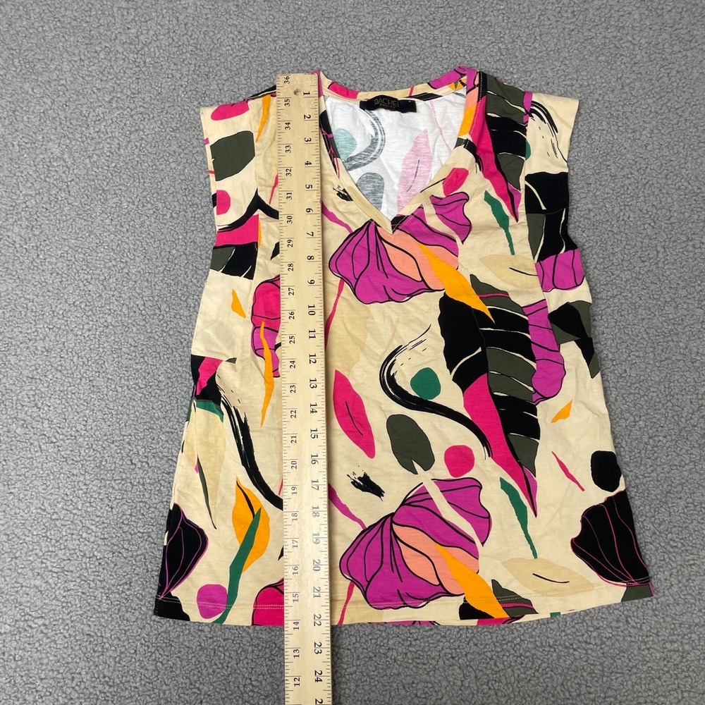 Rachel Rachel Roy Popover Short cap Sleeve Top shirt medium tropical floral palm - Picture 3 of 6